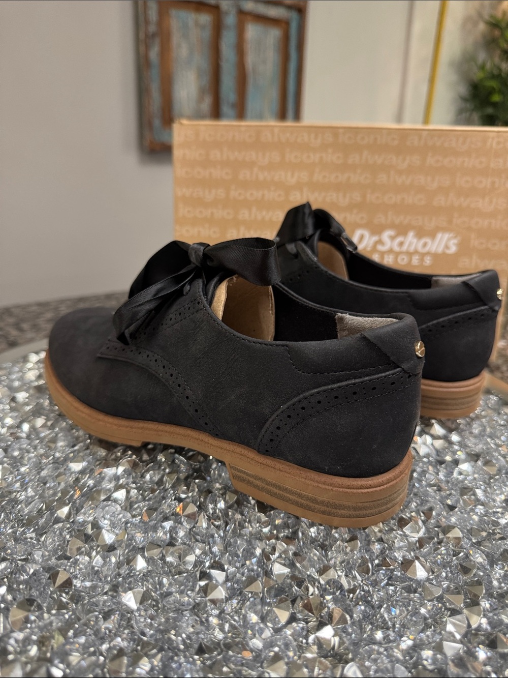 Dr. Scholl's Black Satin Ribbon Oxford Flats - Picture 6 of 11